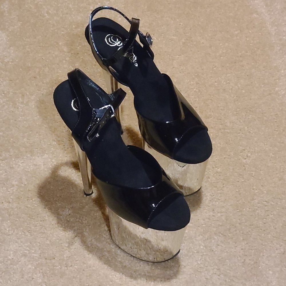 Black/Chrome Platform Heels